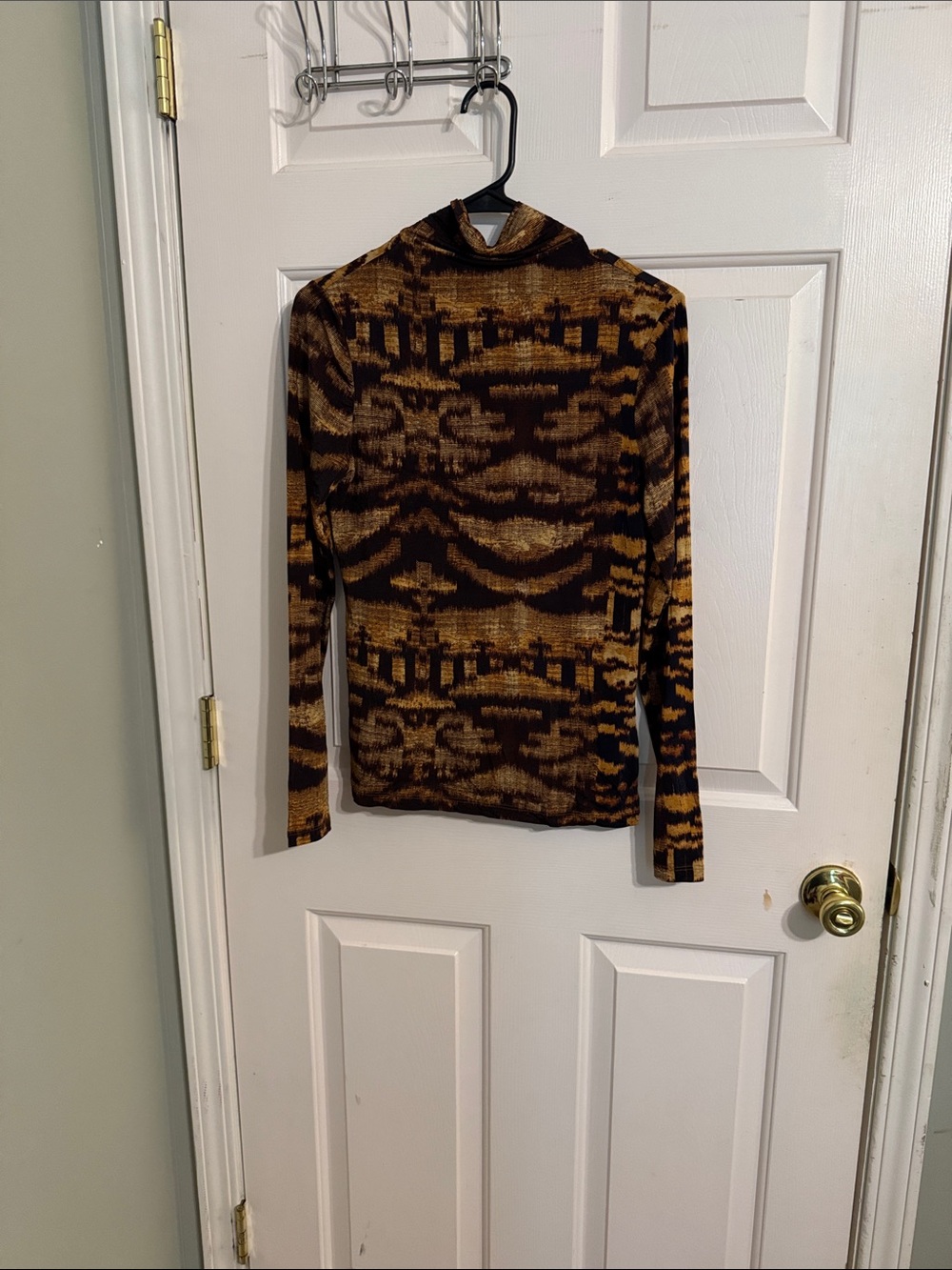 Ulla Johnson Brown and Black Patterned Turtleneck Top
